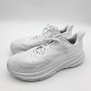 Hoka One One Clifton 9 Lace Up Running Training Shoes Women's White Size US12B